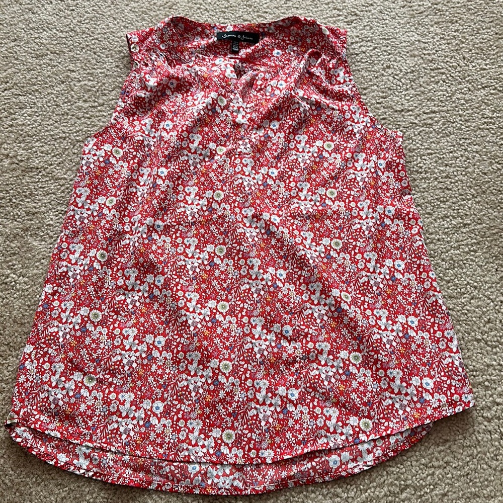 Red Floral Print Top